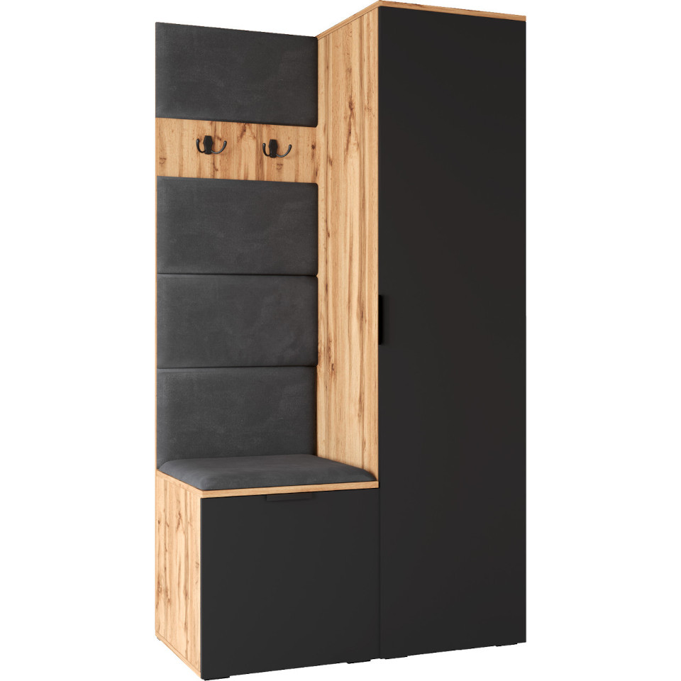 гардероб Nelli 1 дъб Wotan черен ляв