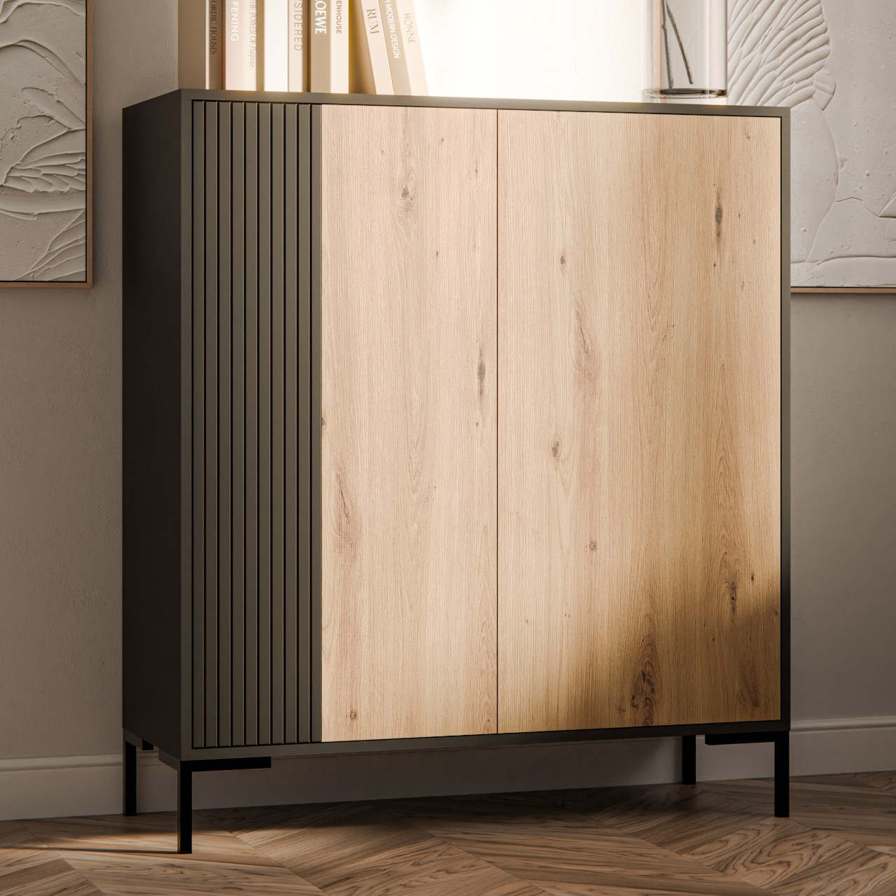 CIMER 01 Скрин черен/занаятчийски дъб