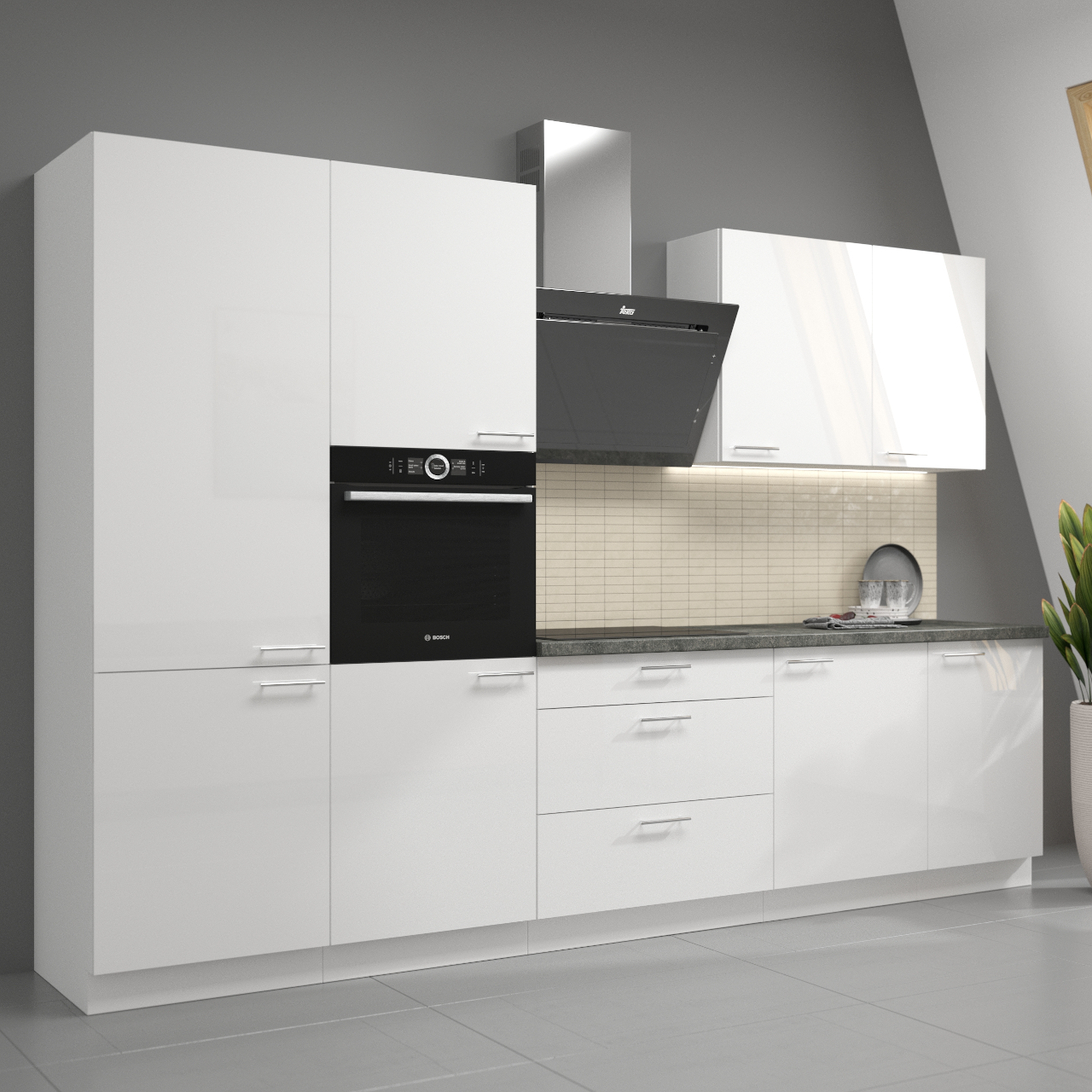 кухня лара бяло 1 бял гланц