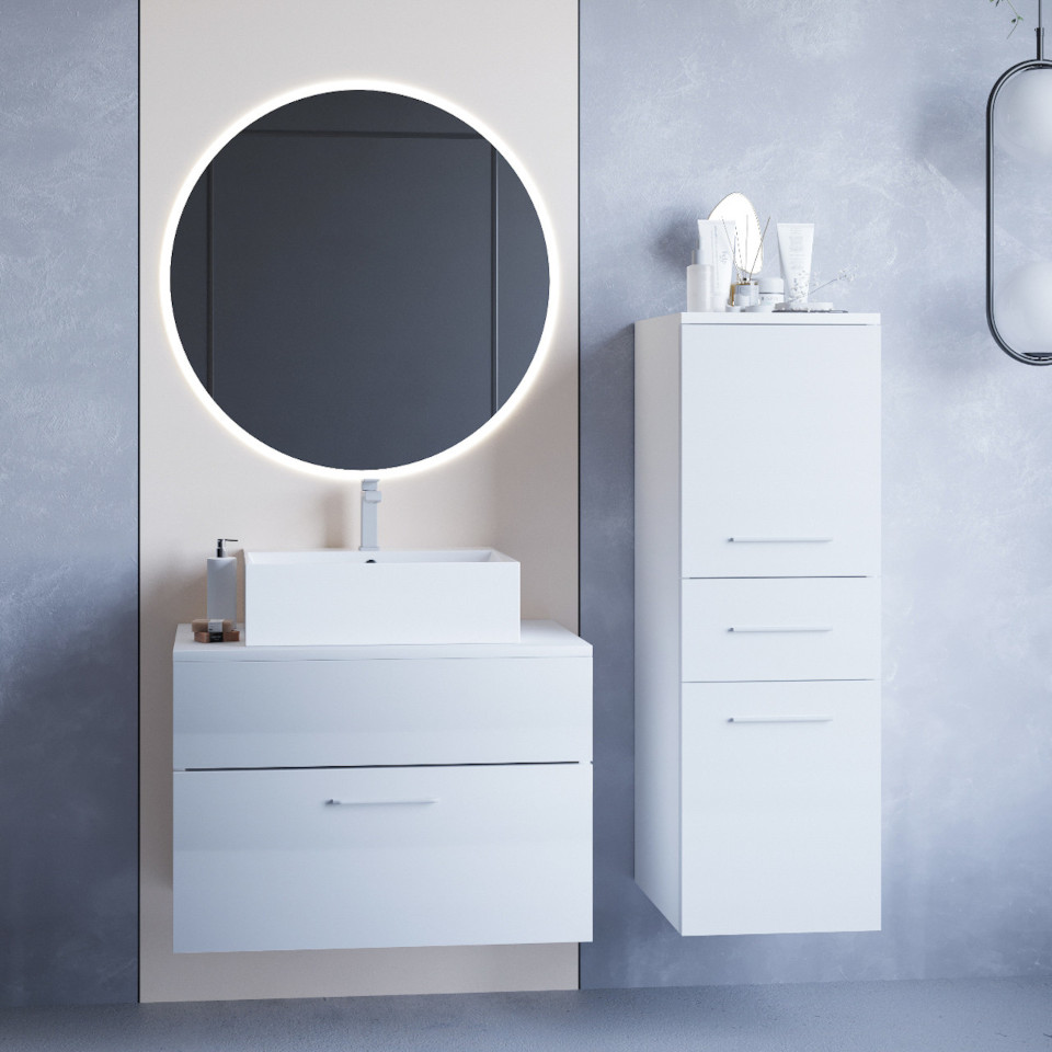 LED осветление за баня с бял гланц