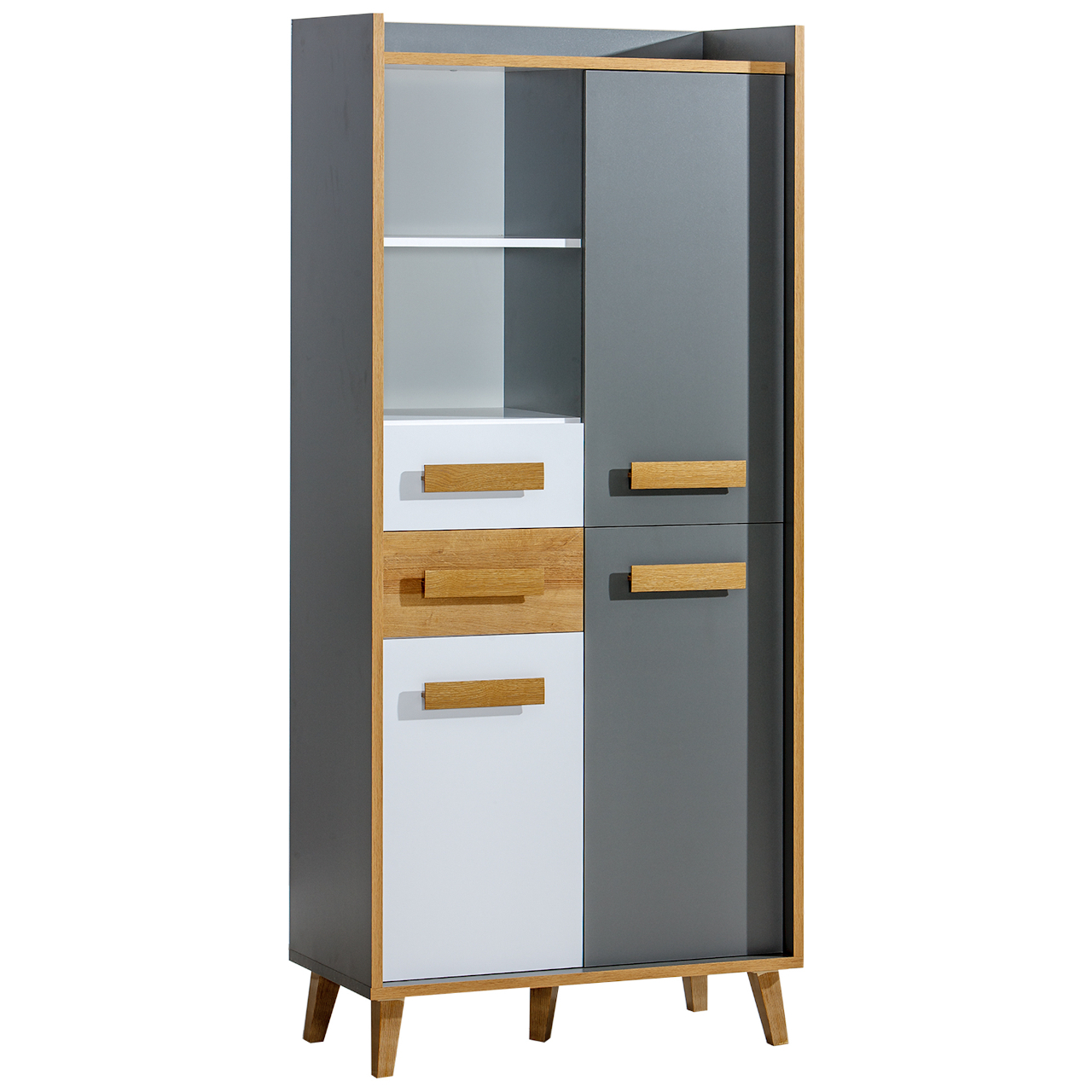 WERSA W3 библиотека антрацит / дъб ривиера / брилянтно бяло