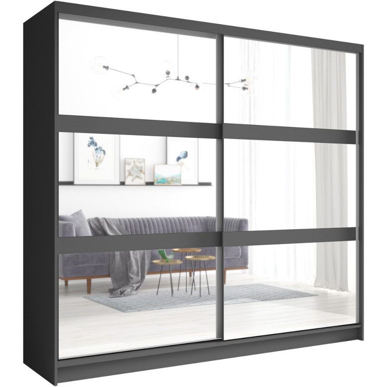 плъзгащ се гардероб с огледало 230 nino 01 сив графит