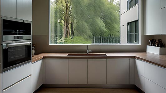 Как да декорирате малка кухня с прозорец в центъра? 5 трика за функционален интериор